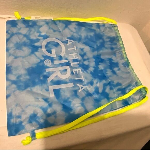 Athleta Girl Draw String Bag gym bag sky blue with clouds  shoestring draw - Picture 3 of 5